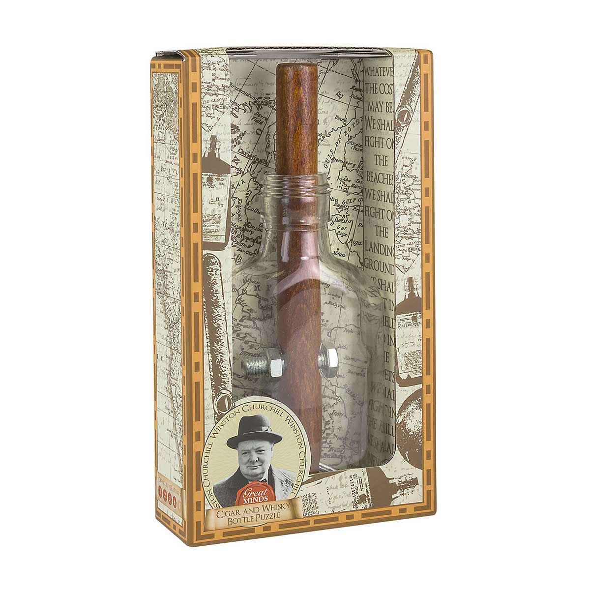 Professor Puzzle GREAT MINDS CHURCHILLS CIGAR and WHISKEY BOTTLE PUZZLE 