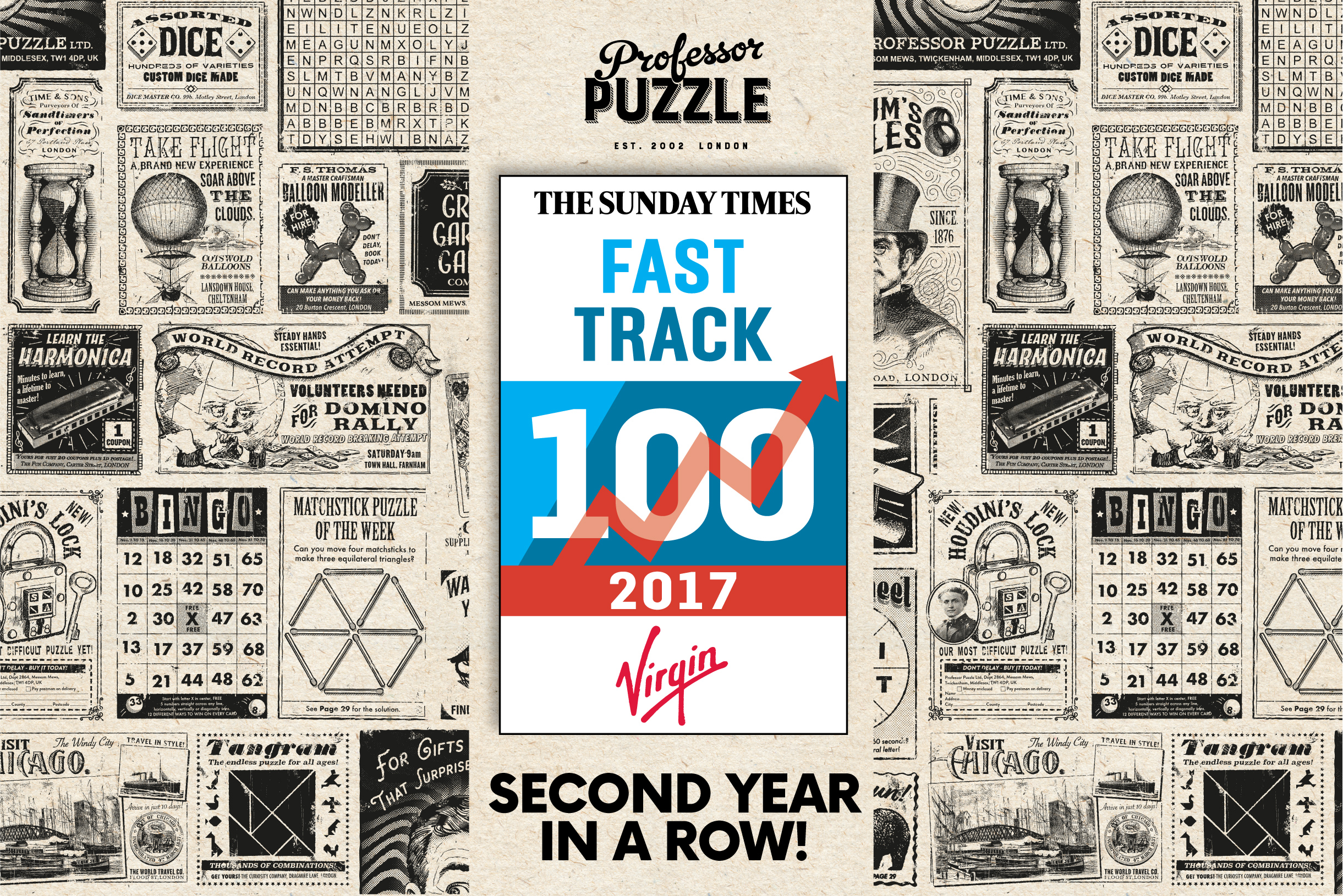 PROFESSOR PUZZLE ‘DO THE DOUBLE’ IN THE SUNDAY TIMES VIRGIN FAST TRACK 100